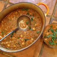 Spiced puy lentil and celeriac soup